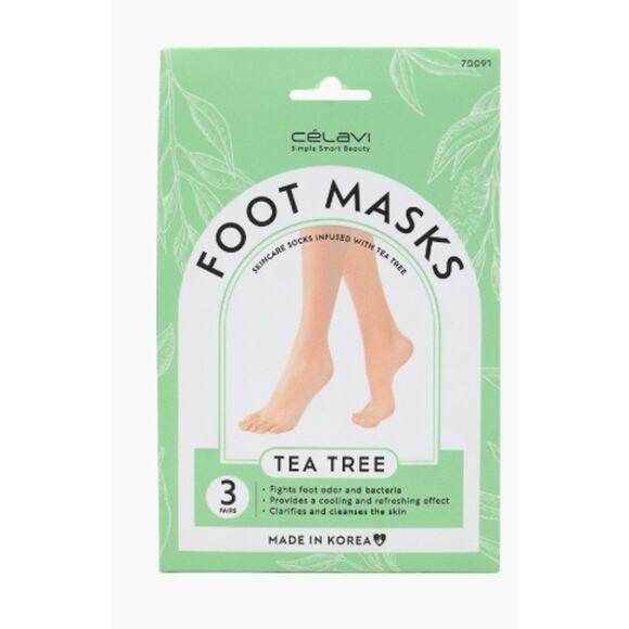 K-Care: Celavi 3 pairs of Tea Tree Foot Masks*KOREAN SKINCARE - Picture 1 of 1